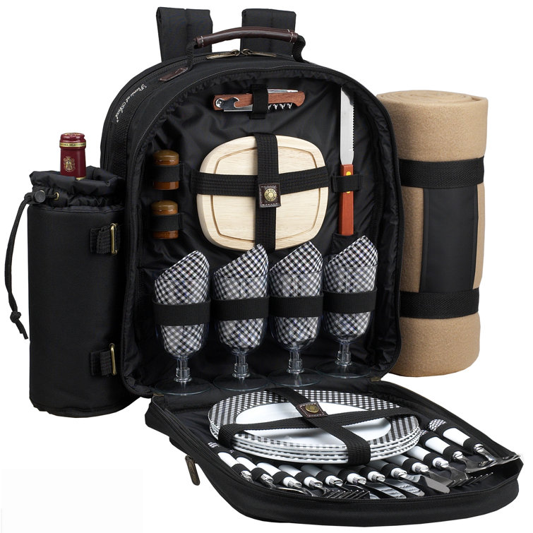 Picnic at Ascot Classic Insulated Picnic Backpack, Service for 4